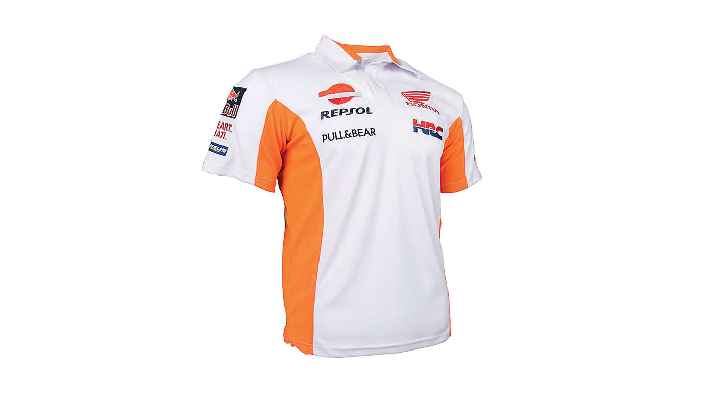 Cores da equipa Honda MotoGP em branco com o logótipo da Repsol.