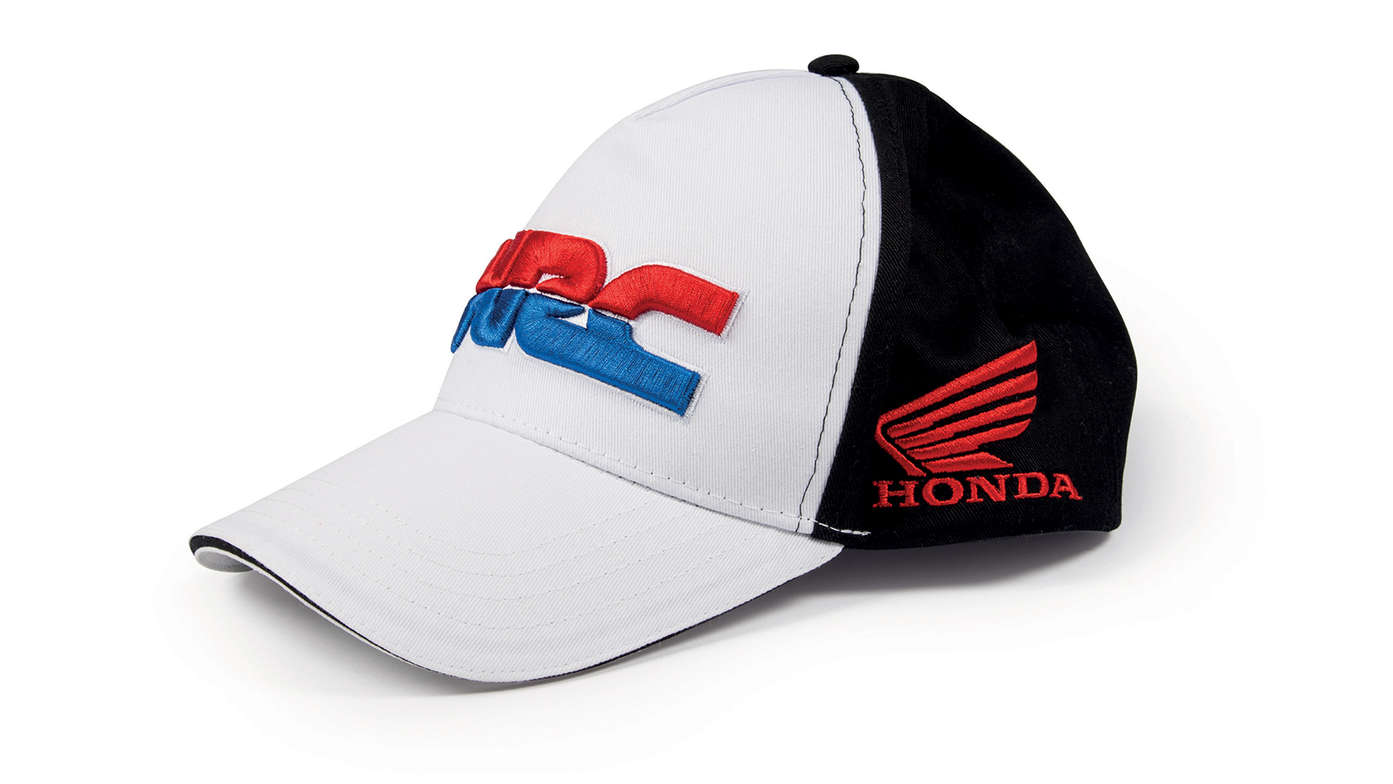 Réplica de boné de basebol da Honda HRC com cores e logótipo da HRC.