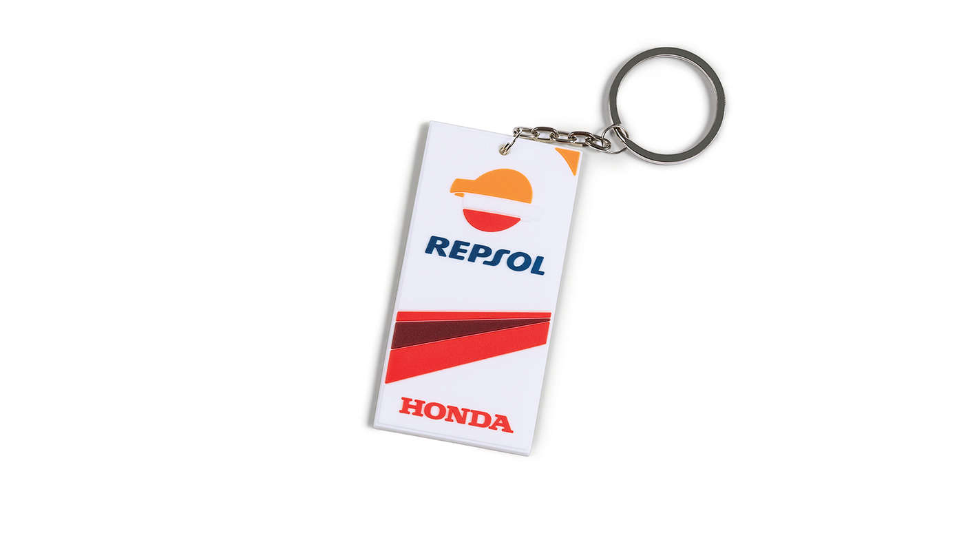 Porta-chaves com cores da Honda MotoGP e logótipo da Repsol.