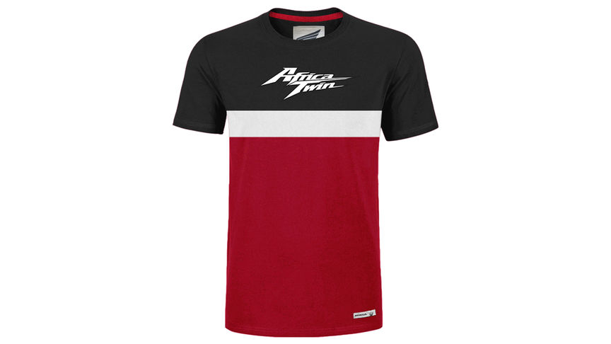 T-shirt Honda vintage vermelha e preta com o logótipo da Africa Twin. 