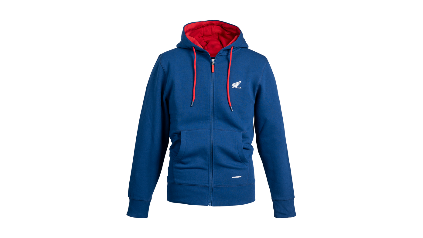 Hoodie com capuz azul com fecho de correr 2025