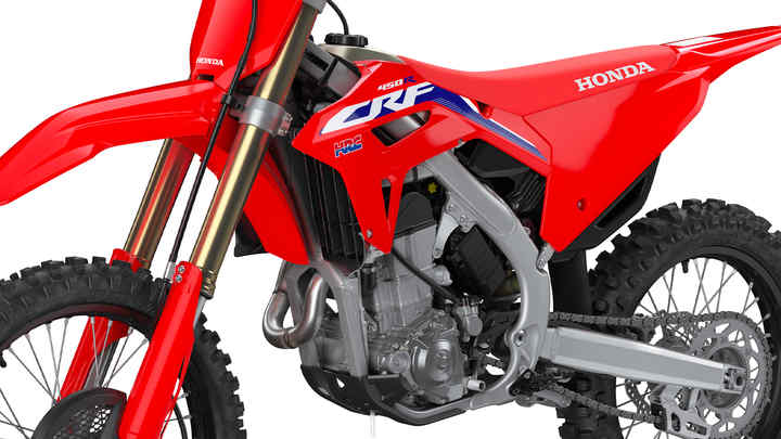 CRF450R, fotografia de estúdio, vista lateral esquerda a três quartos