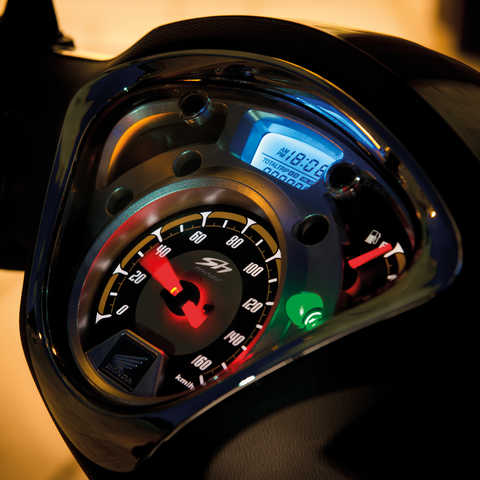 Grande plano do veloc&iacute;metro. 