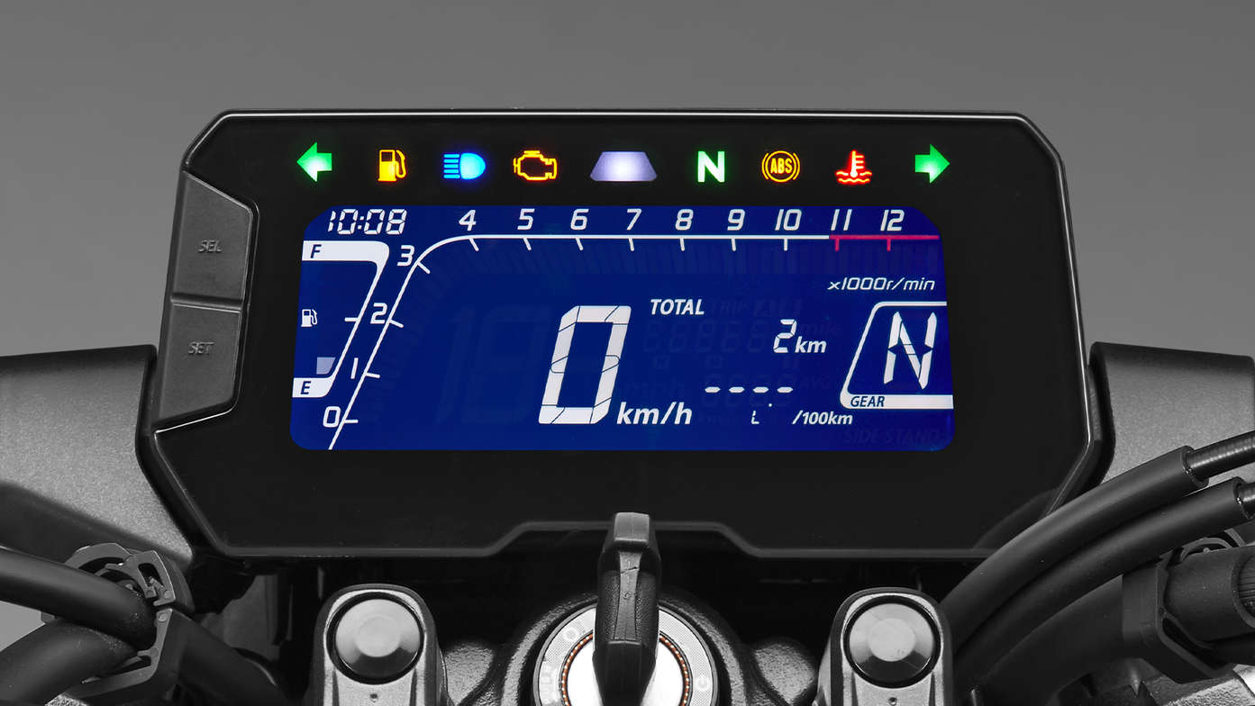 Honda CB125R, Sofisticado e leve painel de instrumentos LCD