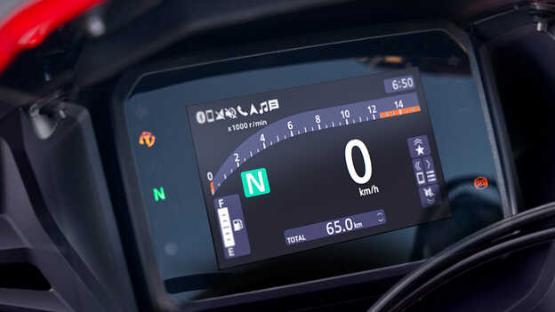 Ecrã TFT da Honda CBR650R.
