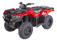 Vista frontal a tr&ecirc;s quartos do Fourtrax 420, virado para a esquerda.